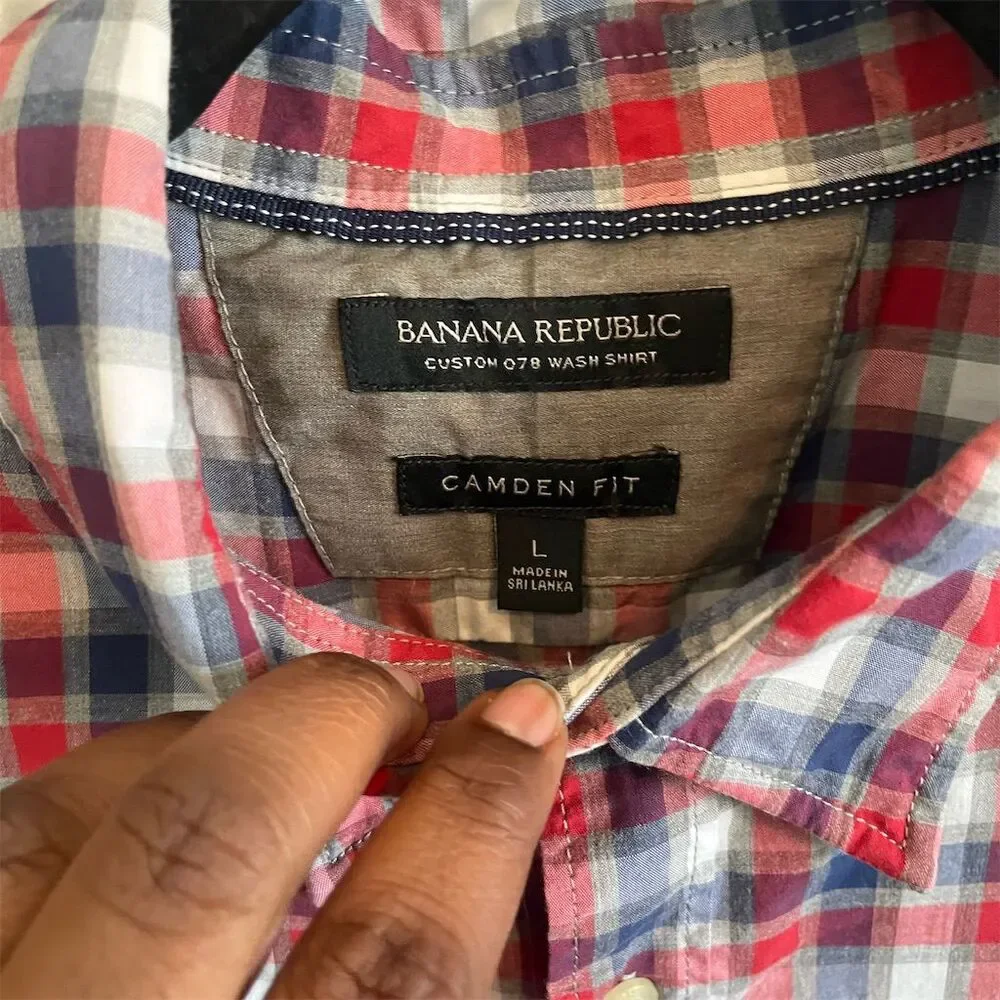 Banana Republic Men's Plaid Long Sleeve Button-Up‎ Shirt Size L